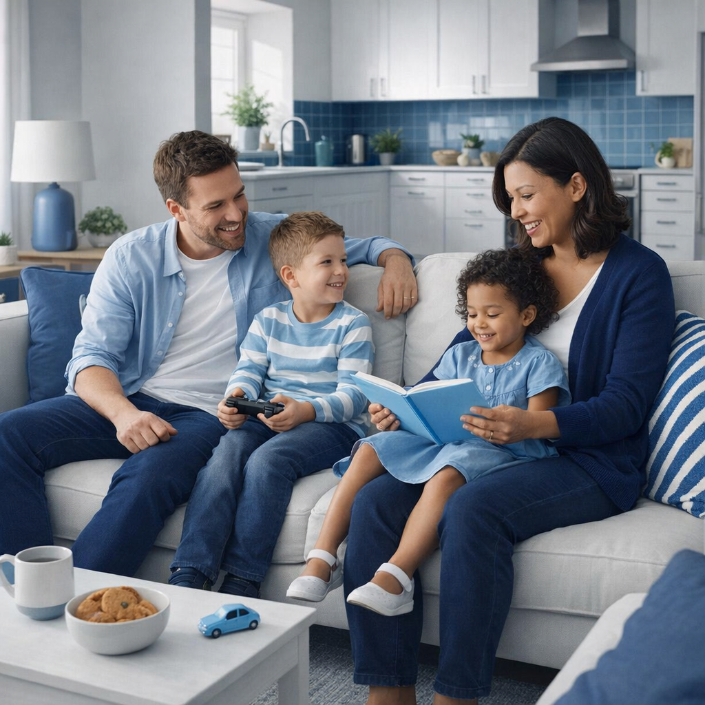 Huiselijk gezin in een woningcorporatiewoning